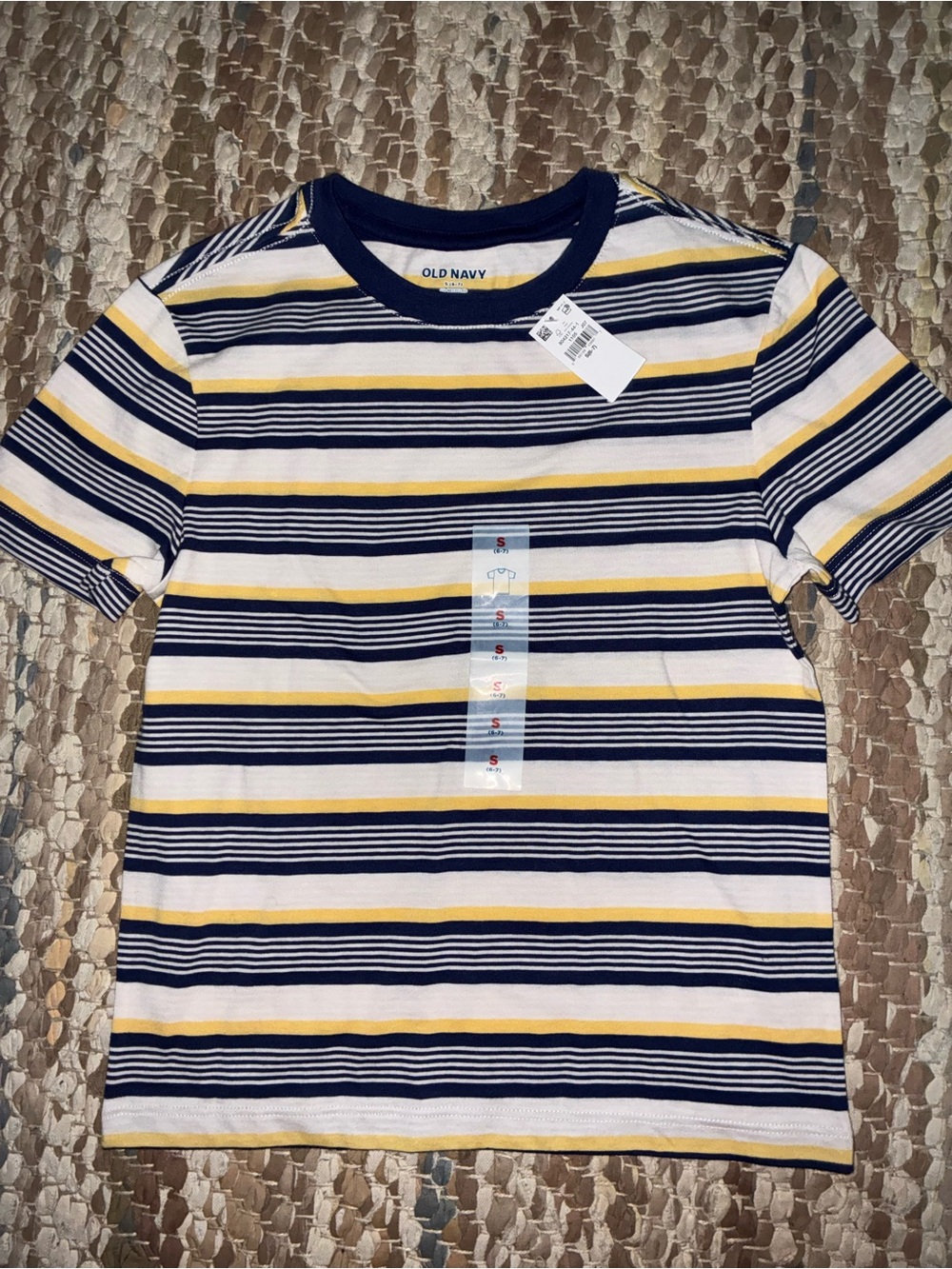 Old Navy Short-Sleeve Striped Tee in Navy, White & Yellow